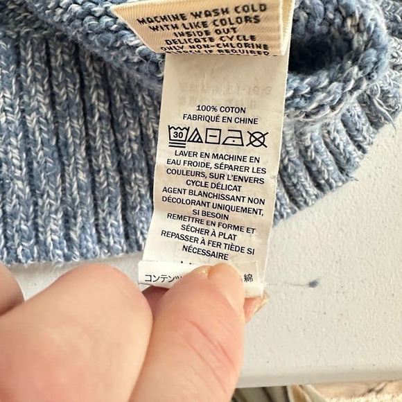 L.L. Bean Womens Cotton Sweater Marled Blue White Size Medium Item ID 501067 - Picture 9 of 9